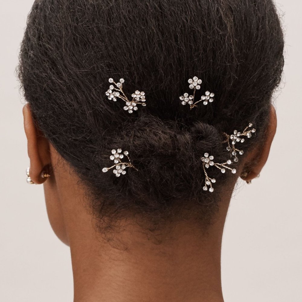 BHLDN/Twigs & Honey Crystalline Hair Pins, Gold, Set of 5, EUC